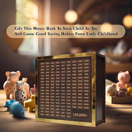 Wooden Money Saving Box | ₹1,00,000 Savings Challenge Piggy Bank