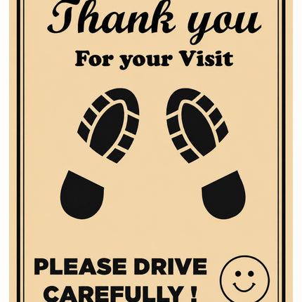 Disposable Paper Foot Mat (Thank You for Your Visit - Please Drive Carefully) | Pack of 20 Sheets