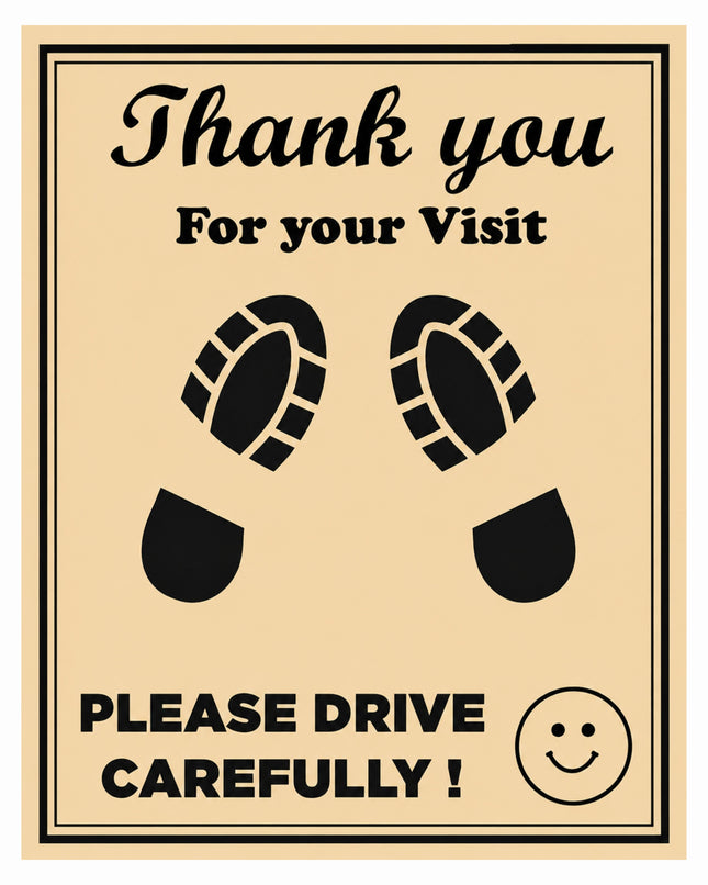 Disposable Paper Foot Mat (Thank You for Your Visit - Please Drive Carefully) | Pack of 20 Sheets