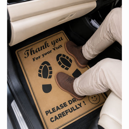 Disposable Paper Foot Mat (Thank You for Your Visit - Please Drive Carefully) | Pack of 20 Sheets