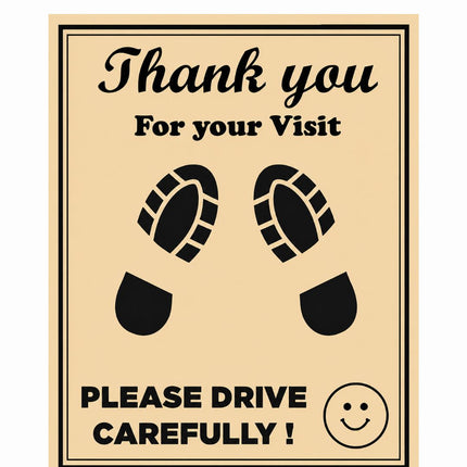 Disposable Paper Foot Mat (Thank You for Your Visit - Please Drive Carefully) | Pack of 20 Sheets